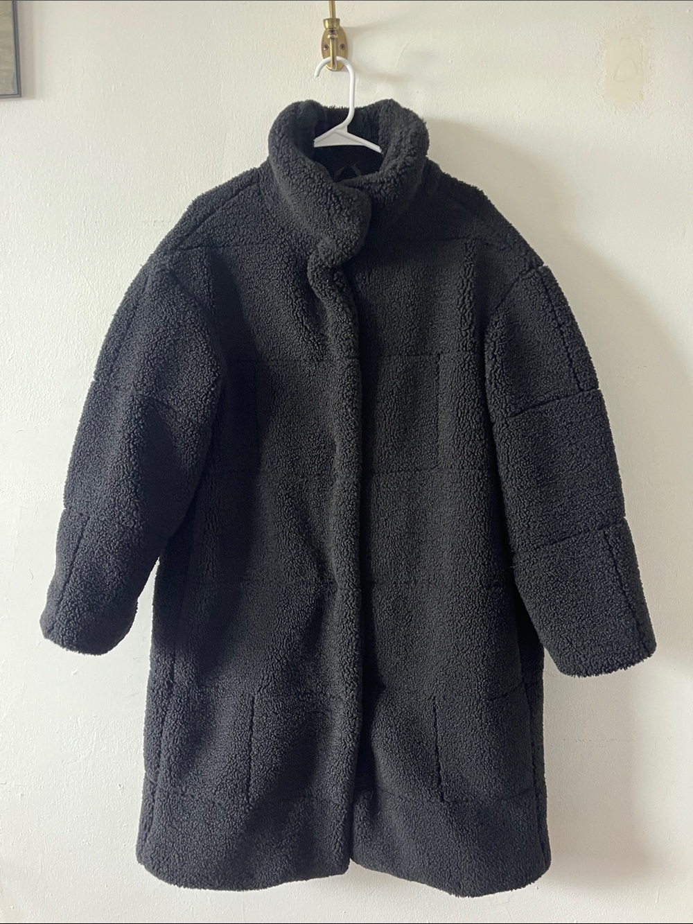 Levi's Black Sherpa Teddy Coat - Women's Plush Overcoat